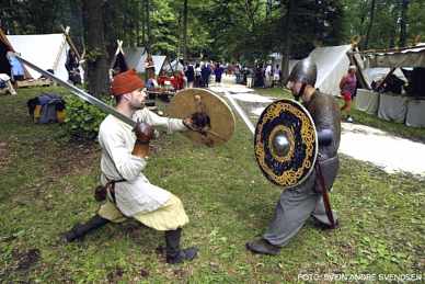 Viking warriors in Borre, Norway